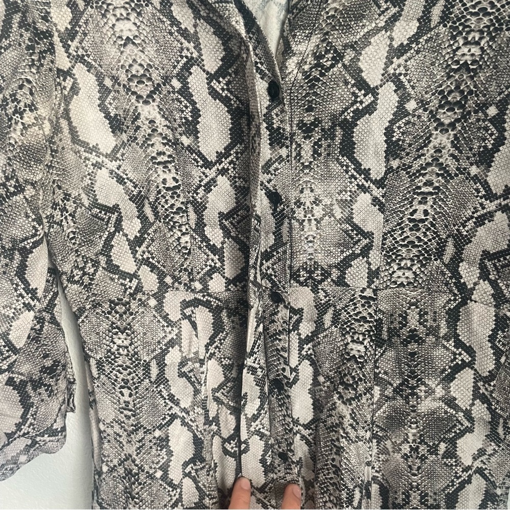 Zara Snake Print Maxi Shirt Dress Black Gray Animal Print Women’s XS - Picture 8 of 14